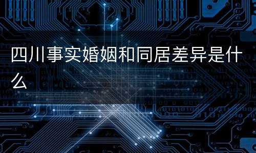 四川事实婚姻和同居差异是什么