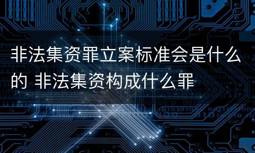 非法集资罪立案标准会是什么的 非法集资构成什么罪