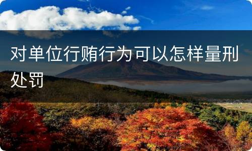 对单位行贿行为可以怎样量刑处罚