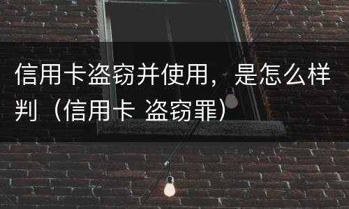 信用卡盗窃并使用，是怎么样判（信用卡 盗窃罪）