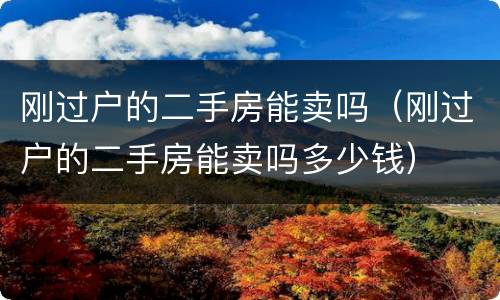 刚过户的二手房能卖吗（刚过户的二手房能卖吗多少钱）