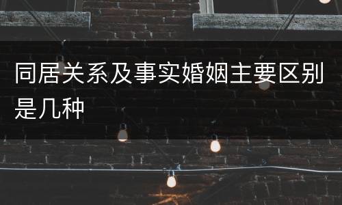 同居关系及事实婚姻主要区别是几种