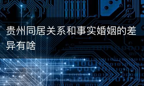 贵州同居关系和事实婚姻的差异有啥