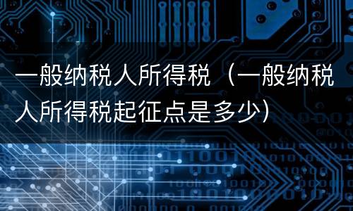 一般纳税人所得税（一般纳税人所得税起征点是多少）