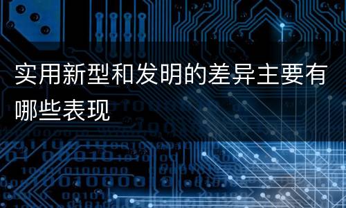 实用新型和发明的差异主要有哪些表现