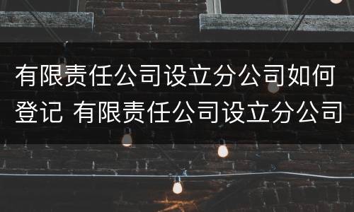 有限责任公司设立分公司如何登记 有限责任公司设立分公司如何登记的