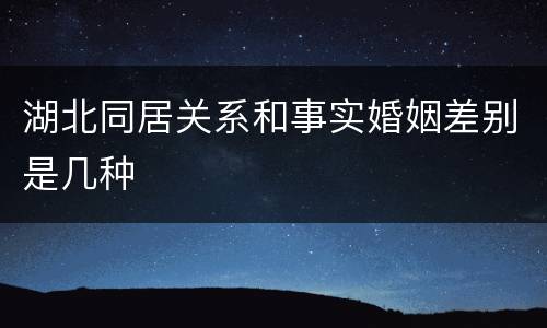 湖北同居关系和事实婚姻差别是几种