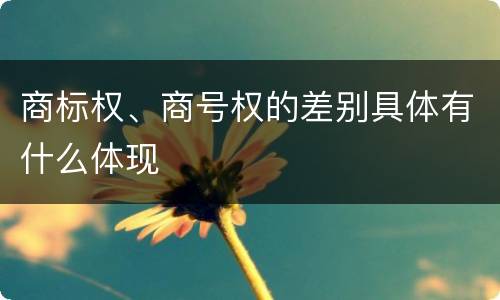 商标权、商号权的差别具体有什么体现