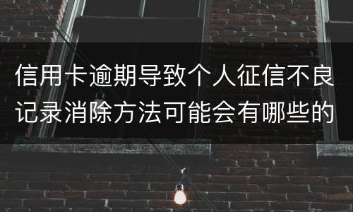 信用卡逾期导致个人征信不良记录消除方法可能会有哪些的