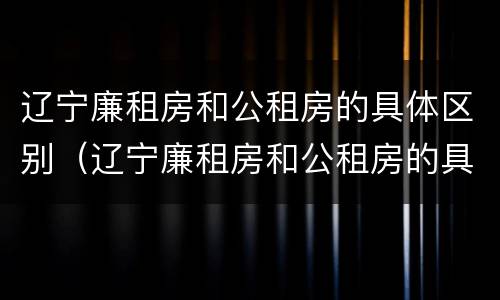 辽宁廉租房和公租房的具体区别（辽宁廉租房和公租房的具体区别是什么）