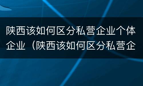 陕西该如何区分私营企业个体企业（陕西该如何区分私营企业个体企业和企业）