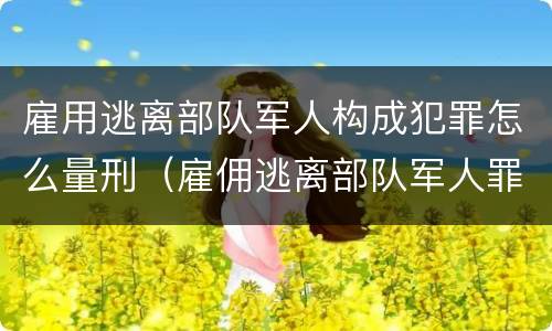 雇用逃离部队军人构成犯罪怎么量刑（雇佣逃离部队军人罪）