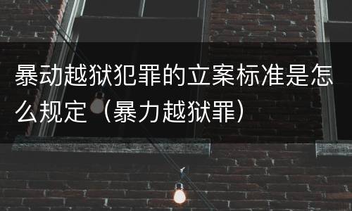 暴动越狱犯罪的立案标准是怎么规定（暴力越狱罪）