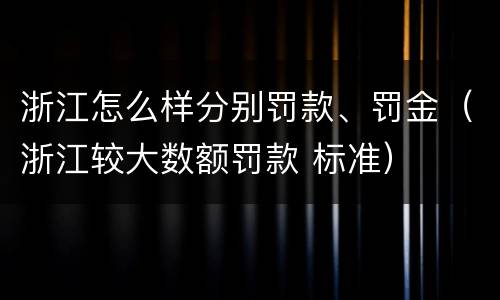 浙江怎么样分别罚款、罚金（浙江较大数额罚款 标准）