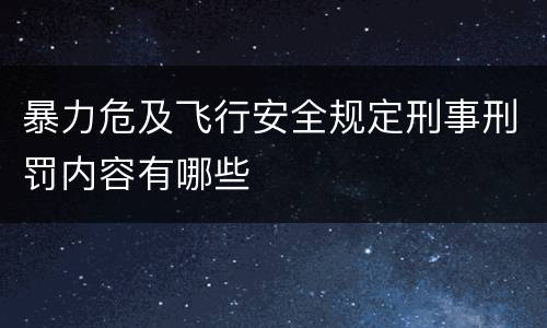 暴力危及飞行安全规定刑事刑罚内容有哪些