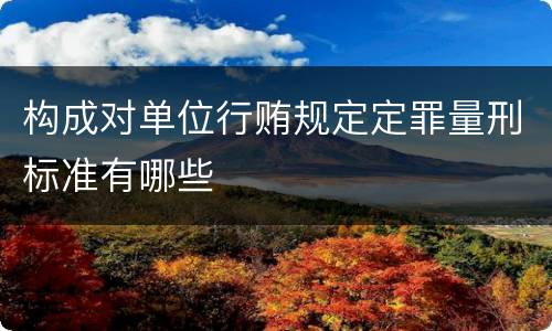 构成对单位行贿规定定罪量刑标准有哪些