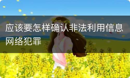 应该要怎样确认非法利用信息网络犯罪