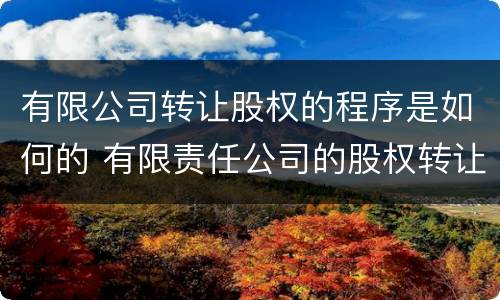 有限公司转让股权的程序是如何的 有限责任公司的股权转让程序