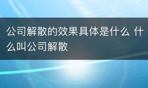 公司解散的效果具体是什么 什么叫公司解散