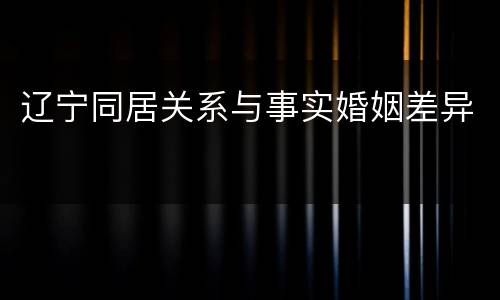 辽宁同居关系与事实婚姻差异
