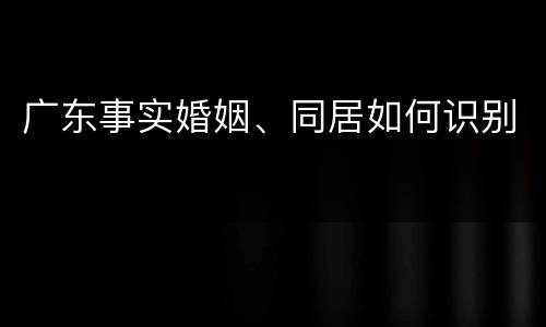 广东事实婚姻、同居如何识别