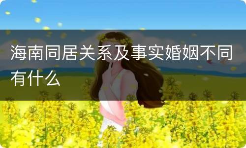 海南同居关系及事实婚姻不同有什么