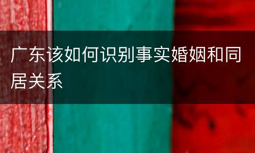 广东该如何识别事实婚姻和同居关系