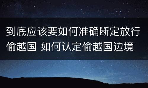 到底应该要如何准确断定放行偷越国 如何认定偷越国边境