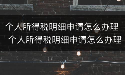 个人所得税明细申请怎么办理 个人所得税明细申请怎么办理手续