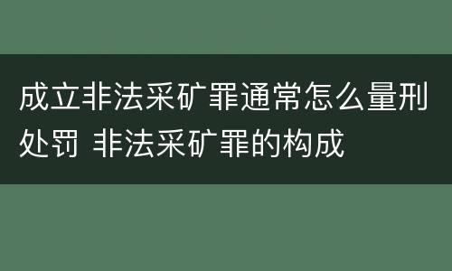 成立非法采矿罪通常怎么量刑处罚 非法采矿罪的构成