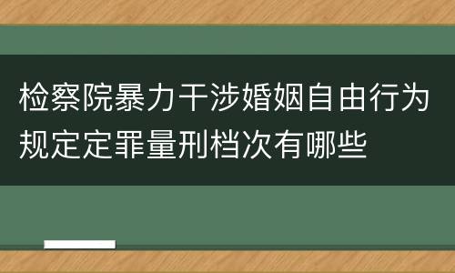 检察院暴力干涉婚姻自由行为规定定罪量刑档次有哪些