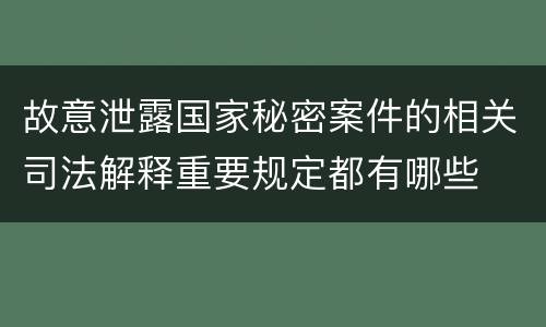 故意泄露国家秘密案件的相关司法解释重要规定都有哪些