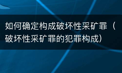 如何确定构成破坏性采矿罪（破坏性采矿罪的犯罪构成）