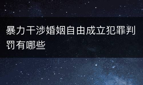 暴力干涉婚姻自由成立犯罪判罚有哪些