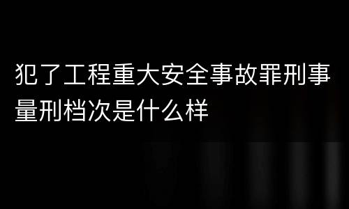 犯了工程重大安全事故罪刑事量刑档次是什么样