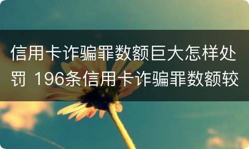 信用卡诈骗罪数额巨大怎样处罚 196条信用卡诈骗罪数额较大