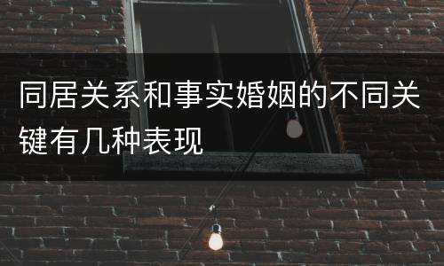 同居关系和事实婚姻的不同关键有几种表现