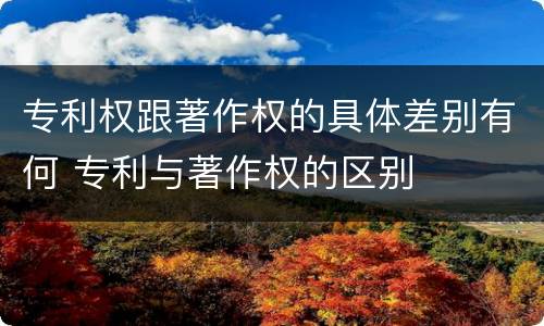 专利权跟著作权的具体差别有何 专利与著作权的区别