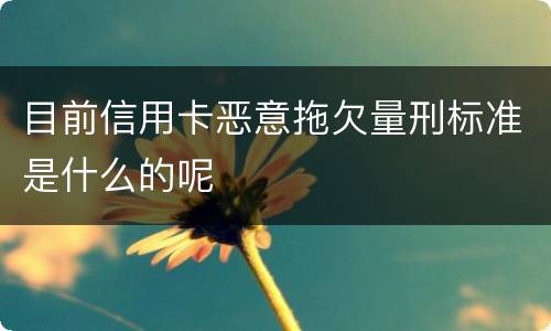 目前信用卡恶意拖欠量刑标准是什么的呢