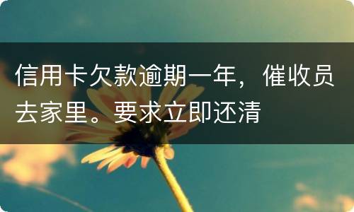 信用卡欠款逾期一年，催收员去家里。要求立即还清