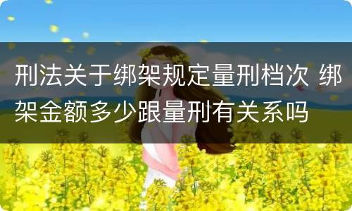 刑法关于绑架规定量刑档次 绑架金额多少跟量刑有关系吗