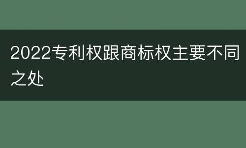 2022专利权跟商标权主要不同之处
