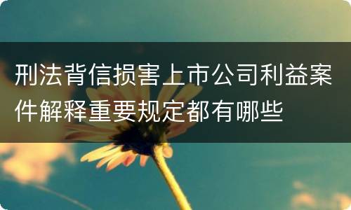 刑法背信损害上市公司利益案件解释重要规定都有哪些