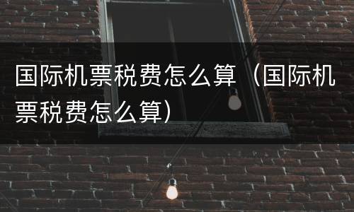国际机票税费怎么算（国际机票税费怎么算）