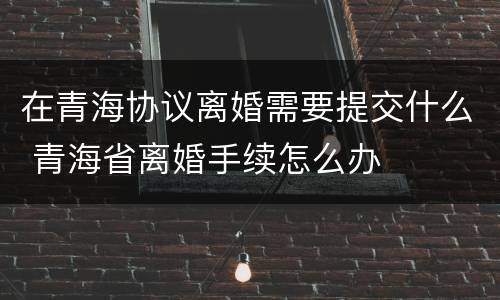 在青海协议离婚需要提交什么 青海省离婚手续怎么办