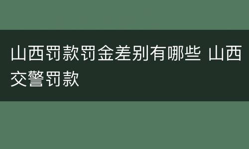 山西罚款罚金差别有哪些 山西交警罚款