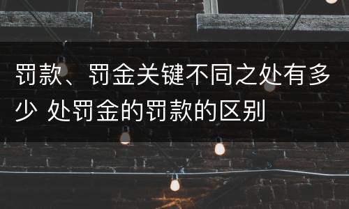 罚款、罚金关键不同之处有多少 处罚金的罚款的区别