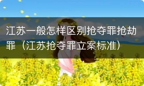 江苏一般怎样区别抢夺罪抢劫罪（江苏抢夺罪立案标准）