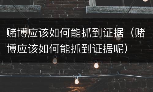赌博应该如何能抓到证据（赌博应该如何能抓到证据呢）