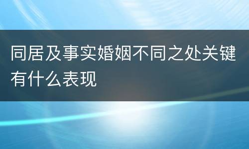同居及事实婚姻不同之处关键有什么表现